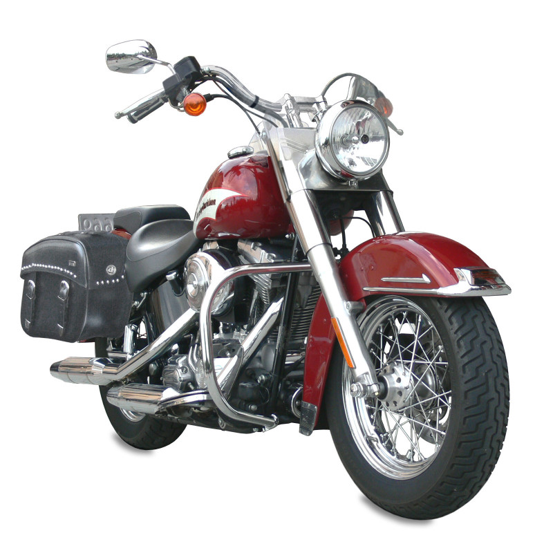 thumbnail image 2 of OUMURS Black Engine Crash Bar For Harley Fat Boy & Heritage Softail (2000-2017) – 1-1/4" Steel 2 of 2
